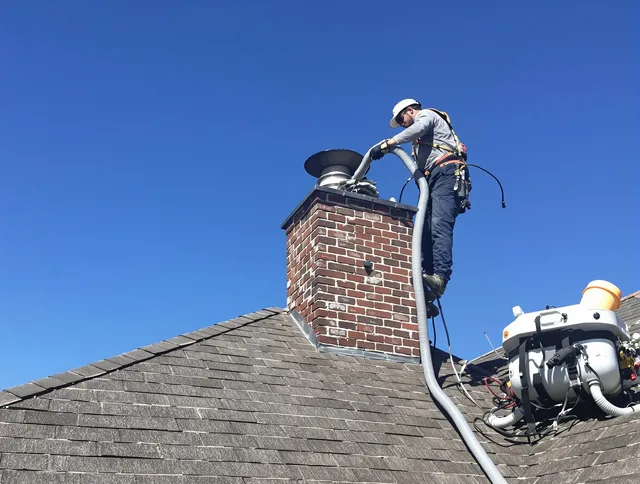 Dedicated Black Forest Chimney Sweep team member cleaning a chimney in Black Forest, CO