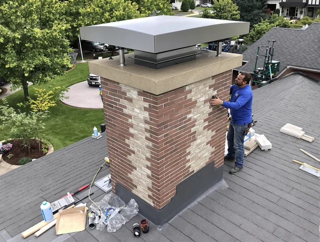 Black Forest Chimney Sweep team working on a custom chimney remodel in Black Forest, CO