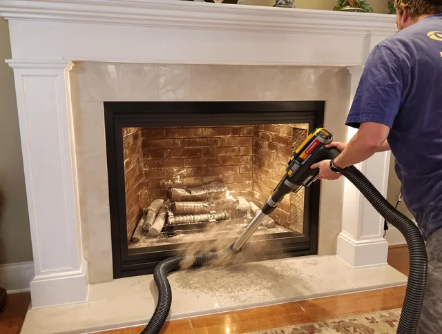Fireplace cleaning performed by Black Forest Chimney Sweep in Black Forest, CO
